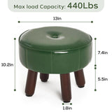 oakvivo 13in Small Foot Stool Ottoman, Round Faux Leather Foot Rest for Couch, Under Desk Pouf Footstool Footrest with Non-Skid Rubber Legs for Ling Room, Bedroom, 13''L x 13''W x 10.2''H, Green