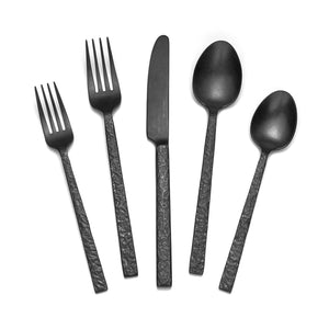 KINGSTONE 60 Pcs Black Hammered Silverware Set for 12, 18/10 Stainless Steel Heavy Duty Flatware Set, Tableware Cutlery Utensil Sets for Home Restaurant Dishwasher Safe