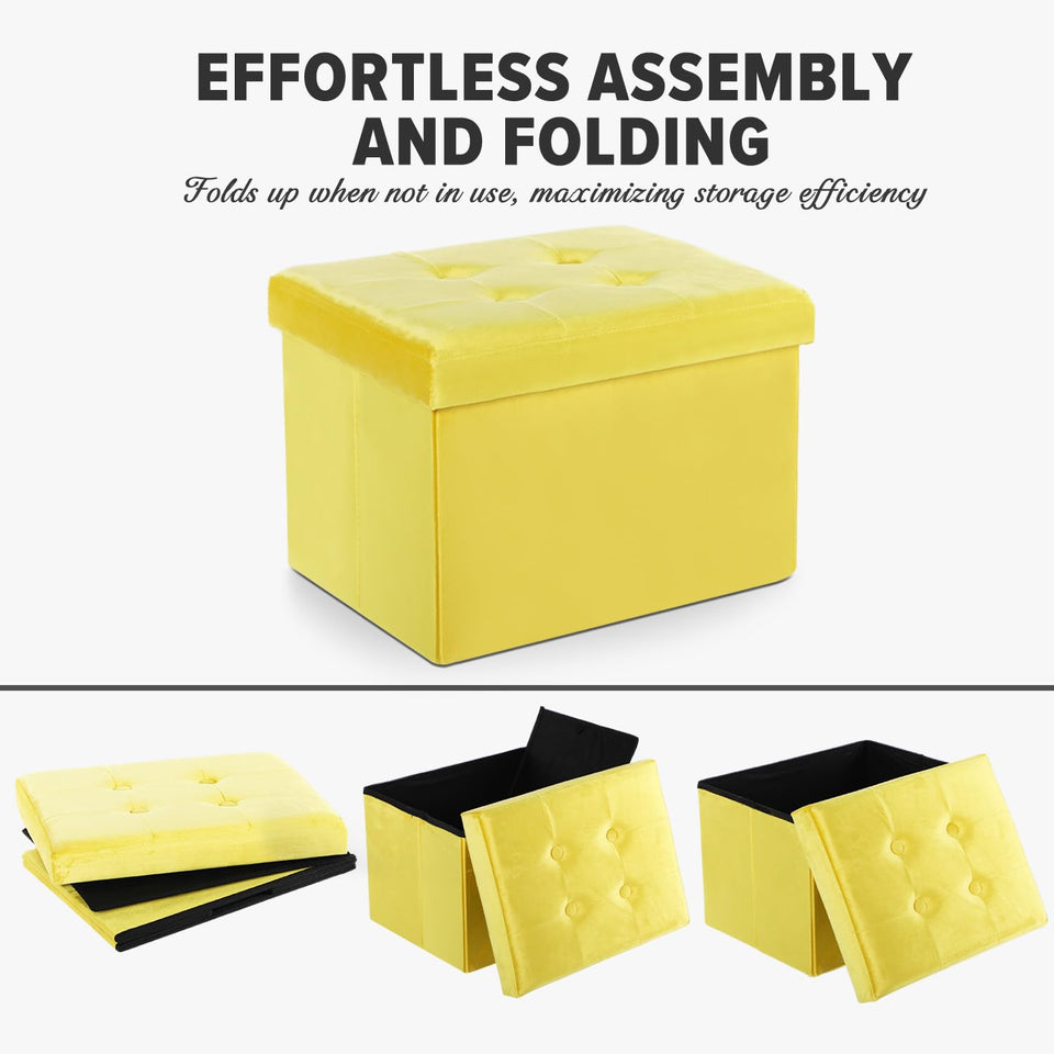 LINMAGCO Ottoman Storage Ottoman with Storage Small Foot Rest Stool Under Desk Stool Short Folding Footrest Linen Cloth Dark Gray 16X12X12IN