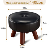 oakvivo 13in Small Foot Stool Ottoman, Round Faux Leather Foot Rest for Couch, Under Desk Pouf Footstool Footrest with Non-Skid Rubber Legs for Ling Room, Bedroom, 13''L x 13''W x 10.2''H, Green