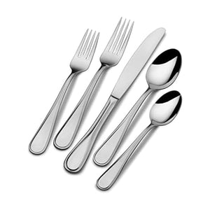 Mikasa Bravo 65-Piece Flatware Set for 12, 18/10 Stainless Steel Silverware with Full Service, Includes Forks, Knives, Spoons, and Serving Utensils