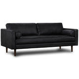 POLY & BARK Napa 72" Apartment Sofa – Italian-Tanned Full-Grain Pure-Aniline or Semi-Aniline Leather, Feather-Down Cushioning, Kiln-Dried Solid Wood Frame, Walnut Legs - Cognac Tan