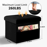 LINMAGCO Ottoman Storage Ottoman with Storage Small Foot Rest Stool Under Desk Stool Short Folding Footrest Linen Cloth Dark Gray 16X12X12IN