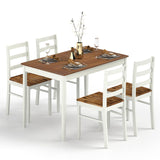 POWERSTONE Dining Table Set for 4, Kitchen Table Chairs Set of 4 with Rubber Wood Legs, Farmhouse 5 Piece Dining Table Set Solid Wood for Kitchen Dining Room Dinner (Brown)