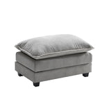 Ihanherry 146" U-Shaped Modern Sofa Modular Sectional Cloud Couch with 2 Ottoman, 6-Seat Chenille Deep Seat Sofa with 6 Pillows for Living Room, Bedroom and Apartment, Grey