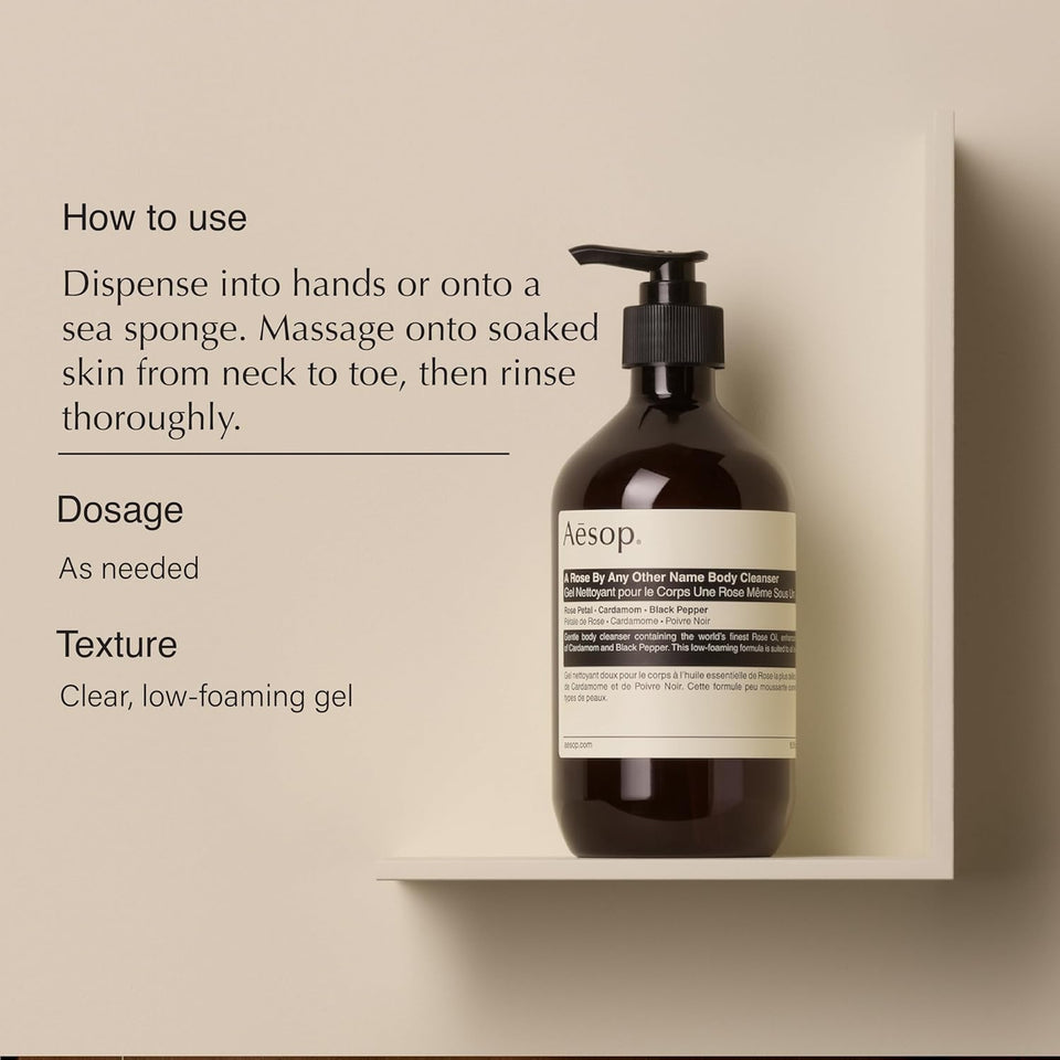 Aesop Geranium Leaf Body Cleanser | For All Skin Types To Cleanse Without Drying Out | Geranium Leaf, Mandarin Rind, Bergamot Rind | 16.9 oz / 500mL