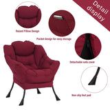 Welnow Lazy Chair with Ottoman, Modern Lounge Accent Chair with Armrests and a Side Pocket, Leisure Sofa Armchair, Reading Armchair with Footrest for Small Space, Dark Grey