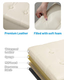 AmasSmile Storage Ottoman Folding Foot Rest Stool, Leather Footstool Bench, Short Ottoman Stool, Storage Foot Rest Store, Books (Black, 17" D x 13" W x 13" H)