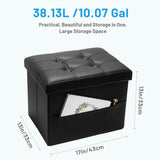 Bsketa Storage Ottoman, Folding Foot Stool with Thicker Foam Padded Seat Small Leather Storage Ottoman Bench Foot Rest for Living Room Foldable Coffee Table 17x13x13in,Black