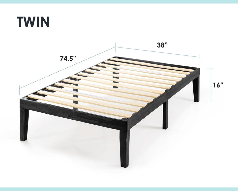 Mellow Naturalista Classic 12-Inch Solid Wood Platform Bed | Wooden Slats, No Box Spring Needed, Easy Assembly | Full, Espresso