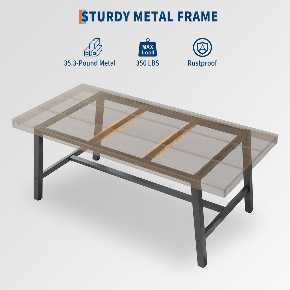 GarveeHome Industrial Dining Table for 6-8 People, 70.87" Long Wooden Kitchen Table with Sturdy Metal Frame & Rustic Brown Finish (Brown, 70.87" Long)