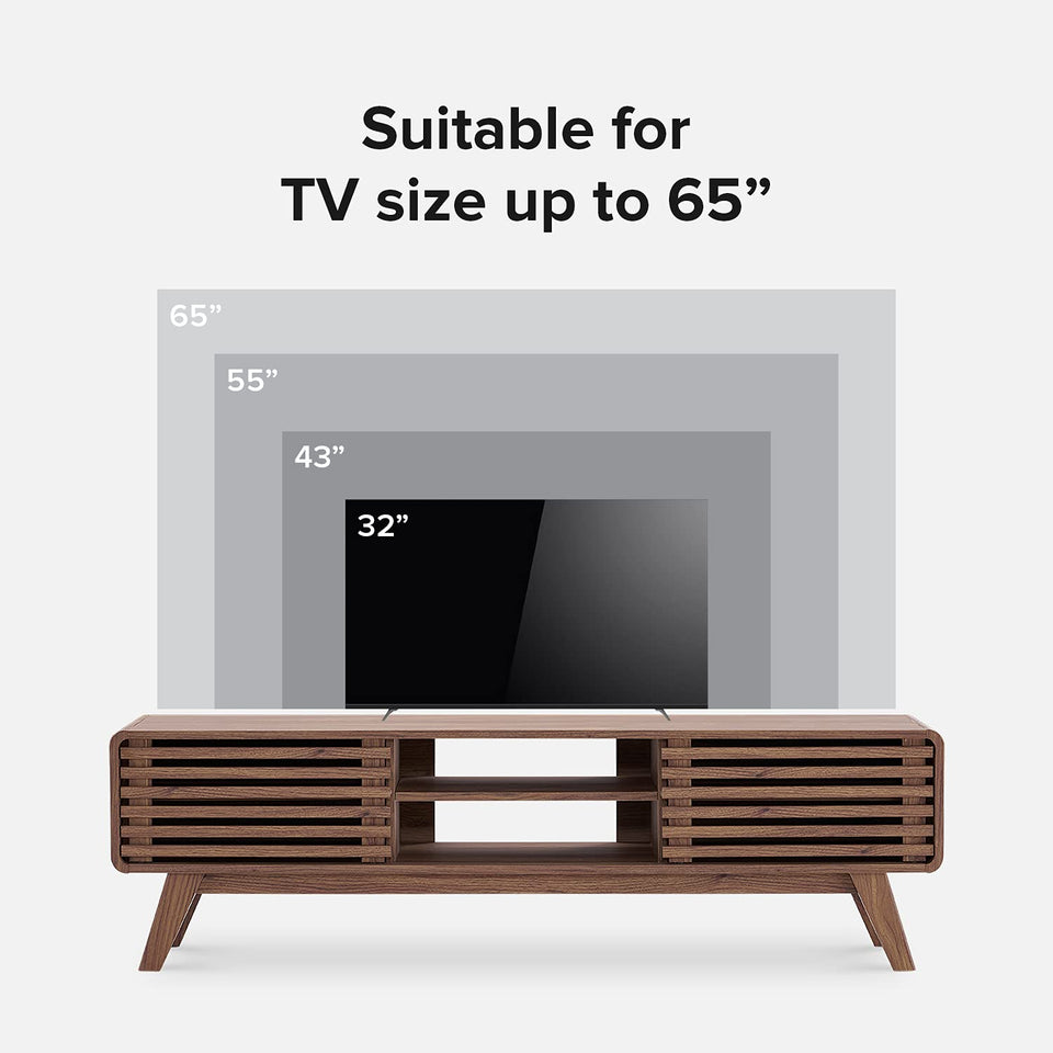 mopio Ensley TV Stand, Mid Century Modern for 55/60/65 inch TV, Farmhouse TV Stand, Entertainment Center with Storage, TV and Media Console for Living Room (Walnut, 59" Tall)