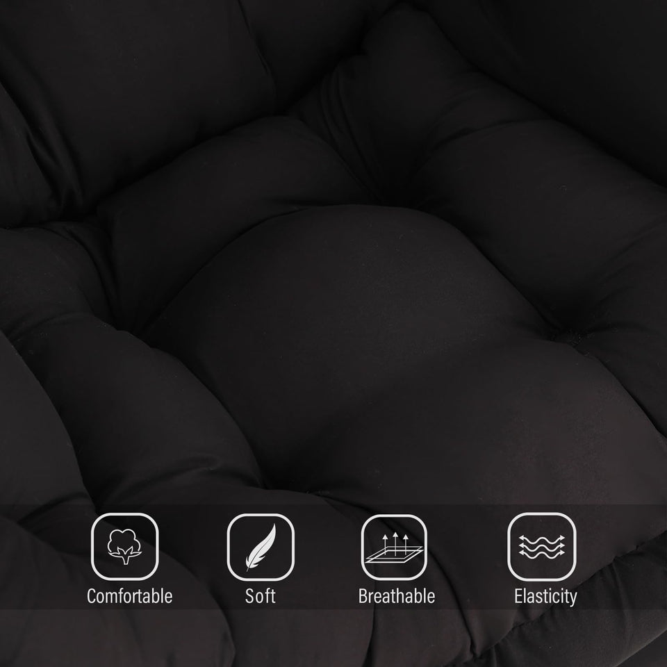 Welnow Lazy Chair with Ottoman, Modern Lounge Accent Chair with Armrests and a Side Pocket, Leisure Sofa Armchair, Reading Armchair with Footrest for Small Space, Dark Grey