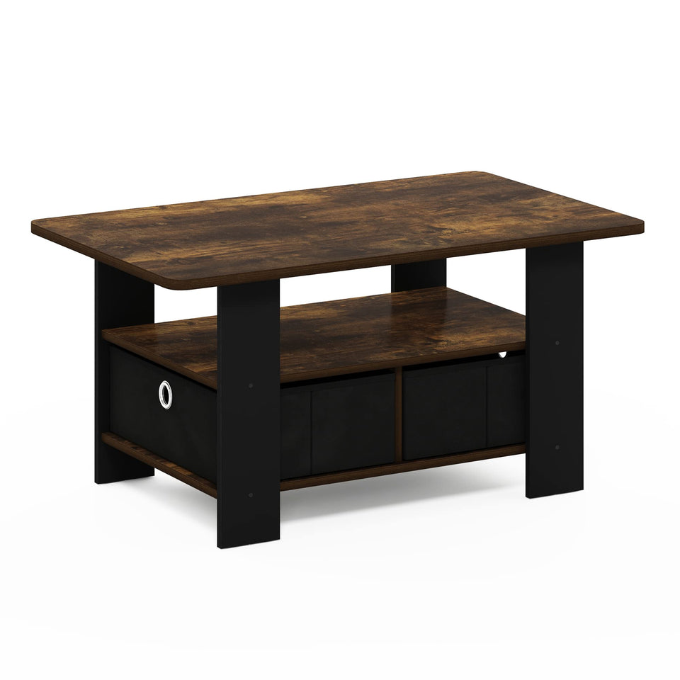 FURINNO Turn-N-Tube Coffee Table, 31.22D x 15.5W x 15.8H in, French Oak Grey/Black/Black