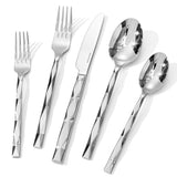 KINGSTONE Silverware Set, Luxury 40 Piece Flatware Set for 8, 18/10 Stainless Steel Cutlery Set with Diamond Cut Pattern for Kitchen, Home, Wedding, Party, Mirror Polished and Dishwasher Safe