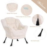 Welnow Lazy Chair with Ottoman, Modern Lounge Accent Chair with Armrests and a Side Pocket, Leisure Sofa Armchair, Reading Armchair with Footrest for Small Space, Dark Grey