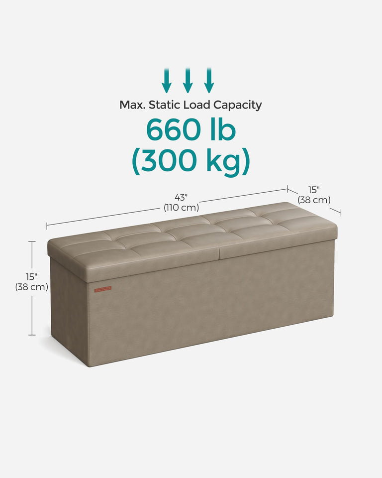 SONGMICS MAZIE Collection - 30 Inches Storage Ottoman Bench with Flipping Lid, Storage Chest Footstool, Load 660 lb, for Entryway, Living Room, Bedroom, Synthetic Leather, Black ULSF45BK