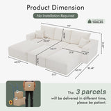 Boneless Sectional Cloud Couch Sofa for Living Room, 112" U-Shaped Modular Modern Lounge Sleeper Black Couches with Chaise, No Assemble, Cordury Compression Upholstered Sofas