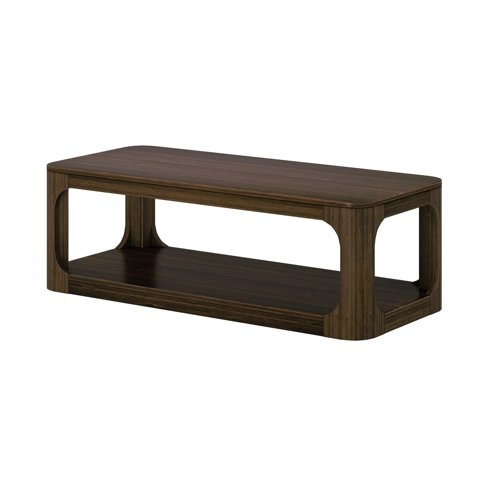 Plank+Beam Forma Coffee Table, 54 Inch Modern Coffee Table with Shelf, Contemporary Center Table with Storage Space, Rectangle Tea Table with Storage, Pecan
