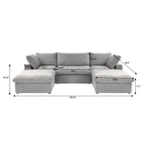 160.6" Cloud Couch Modular Sectional Sofa for Livingroom,Oversized Convertible Sofa with Storage Ottomans,6 Seat Wide Couches,Cushion Covers Removable (Khaki, 6 Seater)