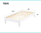 Mellow Naturalista Classic 12-Inch Solid Wood Platform Bed | Wooden Slats, No Box Spring Needed, Easy Assembly | Full, Espresso