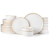GBHOME Ceramic Dinnerware Sets for 8, 24 Pieces Stoneware Plates and Bowls Sets, Scratch Resistant Dishes, Dishwasher & Microwave Safe, Reactive Glaze-Green Wheat