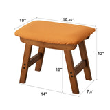 Foot Stool,Ottoman,Bamboo Small Sofa Foot Rest Under Desk,Extra Seating for Living Room, Bedroom and Kitchen(Brown Stool Legs - Beige Surface)