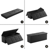 DocSafe Storage Ottoman with Lock,Fireproof Folding Ottoman Foot Rest Stool Storage Chest with Storage Safe for Important Documents,Waterproof 17 Inches Short Ottoman Foot Stool with Handles,Black
