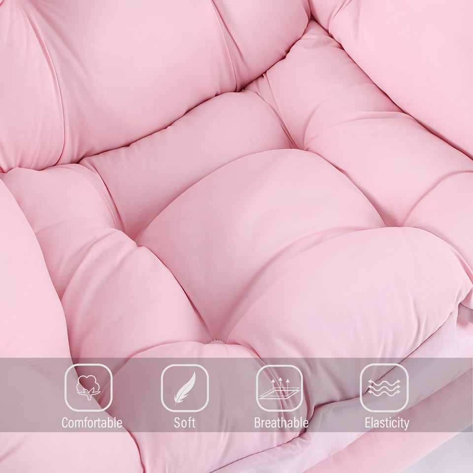 Welnow Lazy Chair with Ottoman, Modern Lounge Accent Chair with Armrests and a Side Pocket, Leisure Sofa Armchair, Reading Armchair with Footrest for Small Space, Dark Grey