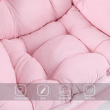 Welnow Lazy Chair with Ottoman, Modern Lounge Accent Chair with Armrests and a Side Pocket, Leisure Sofa Armchair, Reading Armchair with Footrest for Small Space, Dark Grey