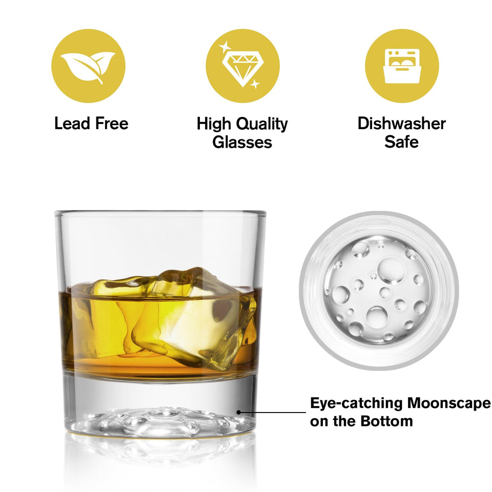 Triplorare Whiskey Glasses Set of 6, 11 OZ Old-Fashioned, Rum & Scotch Glasses