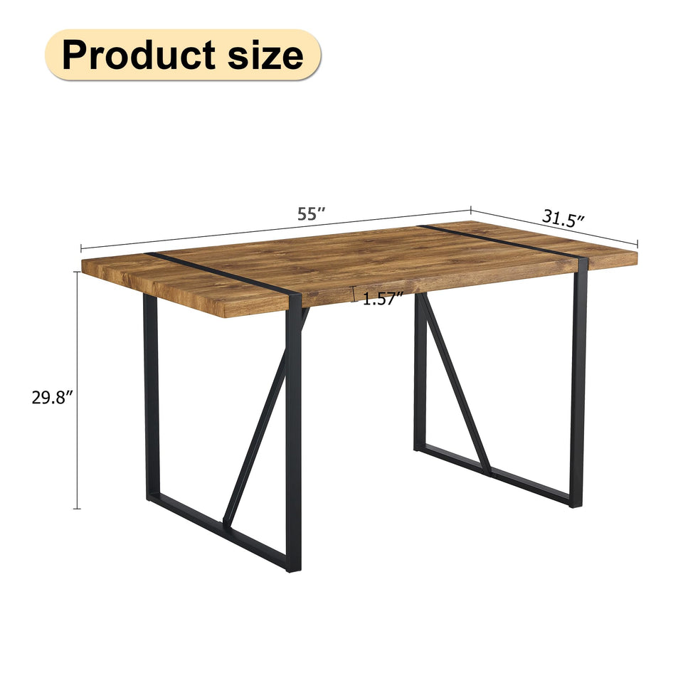 MUUOKY Dining Table Set for 4, Modern 55'' Wood Dinette Table Set for 4 with Fabric Dining Chairs,Table and Chairs Set of 4,Ideal for Kitchen Dining Room