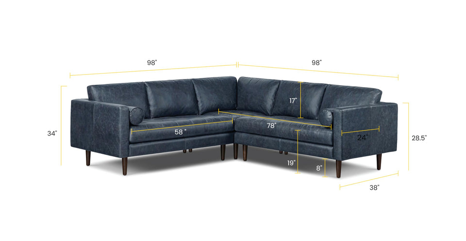 POLY & BARK Napa 72" Apartment Sofa – Italian-Tanned Full-Grain Pure-Aniline or Semi-Aniline Leather, Feather-Down Cushioning, Kiln-Dried Solid Wood Frame, Walnut Legs - Cognac Tan