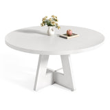 LITTLE TREE Round Dining Table for 4-6 People, 47 Inches Dining Room Table with Wooden Pedestal Base, Brown Dinner Tables, Circle Kitchen Tables for Dining Room, Kitchen, Living Room(Table Only)