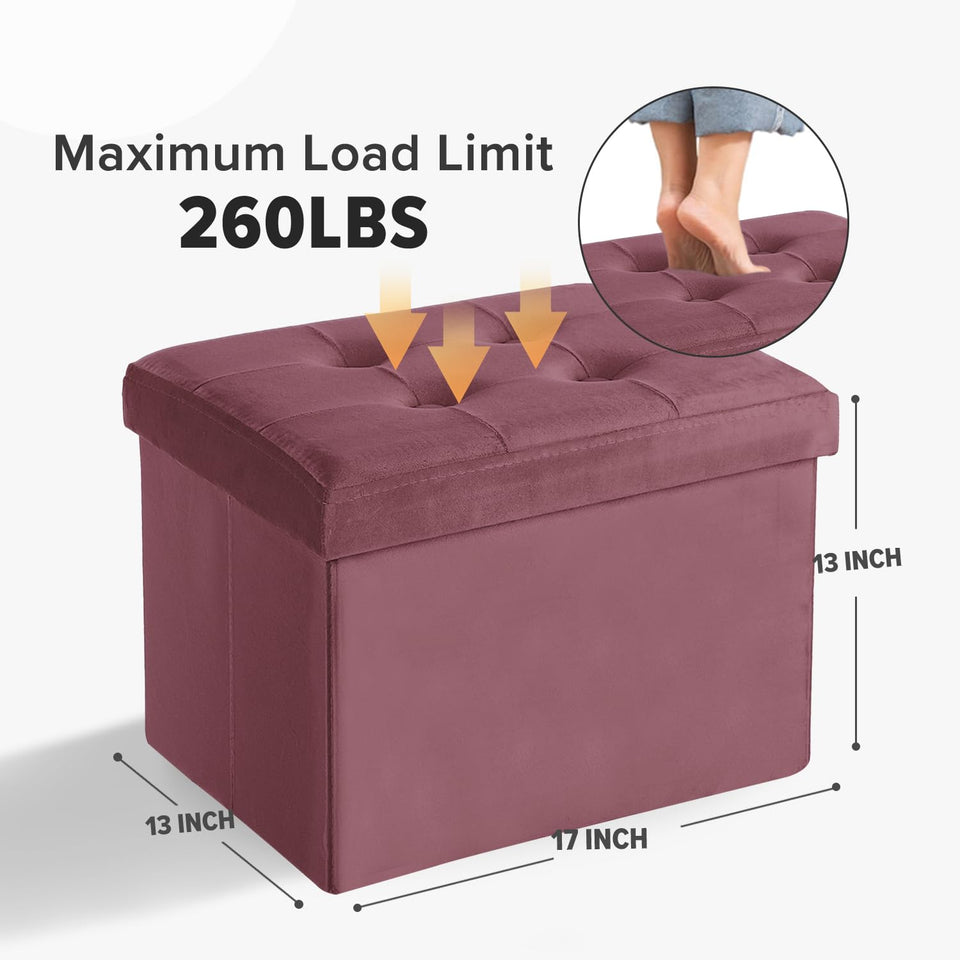 LINMAGCO Ottoman Storage Ottoman with Storage Small Foot Rest Stool Under Desk Stool Short Folding Footrest Linen Cloth Dark Gray 16X12X12IN