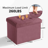 LINMAGCO Ottoman Storage Ottoman with Storage Small Foot Rest Stool Under Desk Stool Short Folding Footrest Linen Cloth Dark Gray 16X12X12IN