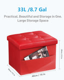 AmasSmile Storage Ottoman Folding Foot Rest Stool, Leather Footstool Bench, Short Ottoman Stool, Storage Foot Rest Store, Books (Black, 17" D x 13" W x 13" H)