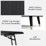 JOINICE, Round Coffee Table with Storage, Mid Century Modern Center Table with Sliding Cabinet Door, Fluted Dining Table for Living Room, Home Small Space, 31.5", Walnut