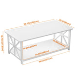 GreenForest Coffee Table for Living Room with Round Corners Farmhouse Style Center Table with Storage Shelf 39 Inch Space Saving Easy Assembly Gray Wash