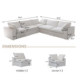 160.6" Cloud Couch Modular Sectional Sofa for Livingroom,Oversized Convertible Sofa with Storage Ottomans,6 Seat Wide Couches,Cushion Covers Removable (Khaki, 6 Seater)