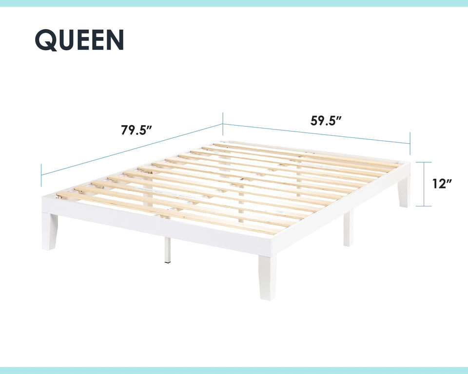 Mellow Naturalista Classic 12-Inch Solid Wood Platform Bed | Wooden Slats, No Box Spring Needed, Easy Assembly | Full, Espresso