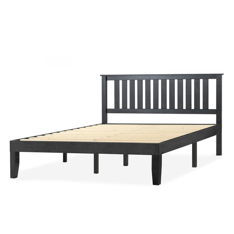 Mellow Naturalista Classic 12-Inch Solid Wood Platform Bed | Wooden Slats, No Box Spring Needed, Easy Assembly | Full, Espresso