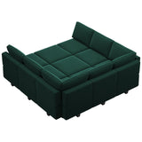 Belffin Modular Sectional Sofa with Ottomans Velvet Reversible Sleeper Chaise Bed Storage Seat Black