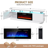 OneBlis 70" TV Stand for Living Room, Modern Entertainment Center & Media Console, Fits TVs up to 80", Storage Cabinet with Shelves, 36" Electric Fireplace with LED Flame (All Black)