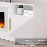 Lemberi Fireplace tv Stand with 36 inch Fireplace Up to 90" TVs, LED Light Entertainment Center and Storage, 80" Modern Wood Media TV Console with Highlight Cabinet for Living Room (White)