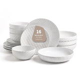 FOBENTA 24 Piece Dinnerware Sets for 8, Premium Stoneware Plates and Bowls Sets, Microwave & Dishwasher Safe, Elegant Dishes for Entertaining & Special Occasions – A Stunning Gift for Large Families
