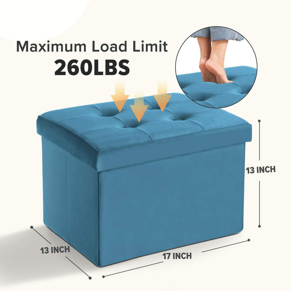 LINMAGCO Ottoman Storage Ottoman with Storage Small Foot Rest Stool Under Desk Stool Short Folding Footrest Linen Cloth Dark Gray 16X12X12IN