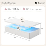 oneinmil Modern LED Coffee Table, 40" Living Room Tables with 16 Colors LED Lights, Double-Layer Design, Stylish Coffee Tables for Living Room, Black