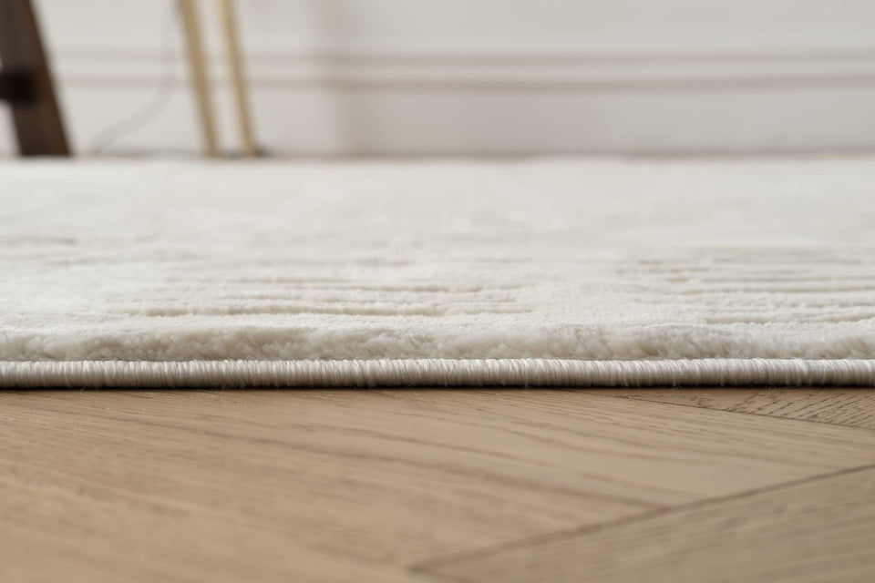 Revival Rugs Shell 5'3"x7'10" Washable Area Rug for Living Room Bedroom - 100% Recycled Oeko-TEX Certified, Medium Pile, Beige, Cream