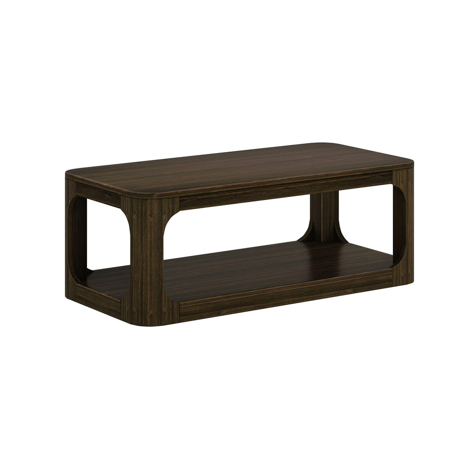 Plank+Beam Forma Coffee Table, 54 Inch Modern Coffee Table with Shelf, Contemporary Center Table with Storage Space, Rectangle Tea Table with Storage, Pecan